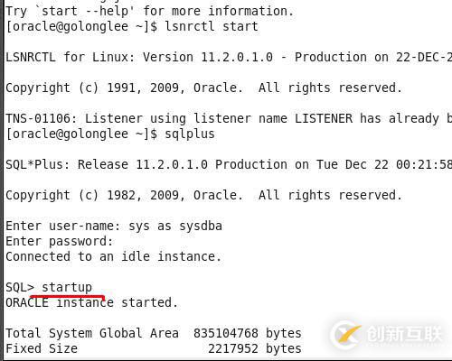 在Linux中oracle啟動(dòng)的方法