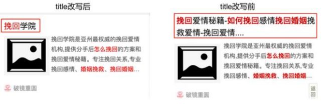 4、百度標(biāo)題改寫機(jī)制 為保證搜索用戶的體驗(yàn)，百度搜索將會(huì)對(duì)部分易造成用戶誤導(dǎo)的頁面標(biāo)題進(jìn)行相應(yīng)的改寫，包括但不限于以下幾種情況： 對(duì)于標(biāo)題堆砌等過度優(yōu)化的站點(diǎn)首頁，百度搜索會(huì)將過度優(yōu)化的標(biāo)題直接改寫為站點(diǎn)名稱或公司名稱; 對(duì)于部分表意模糊的頁面，百度搜索將會(huì)從頁面中提取頁面關(guān)鍵信息補(bǔ)充在標(biāo)題中，保證用戶能夠及時(shí)獲取有效信息。 針對(duì)標(biāo)題堆砌的改寫示例： 圖4-1 針對(duì)標(biāo)題堆砌問題的改寫示例 對(duì)于規(guī)范若存在任何問題，歡迎通過反饋中心聯(lián)系我們。
